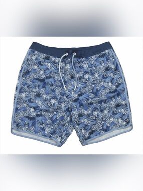 Johnnie-O Indigo Blue Miyako Waves Men’s Swim Shorts XL